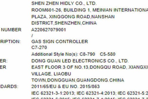 LED Gas Price Sign Certificates
