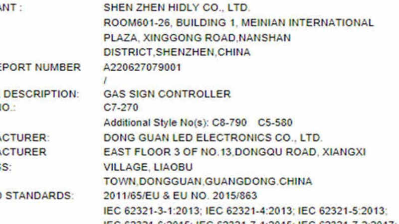 LED Gas Price Sign Certificates