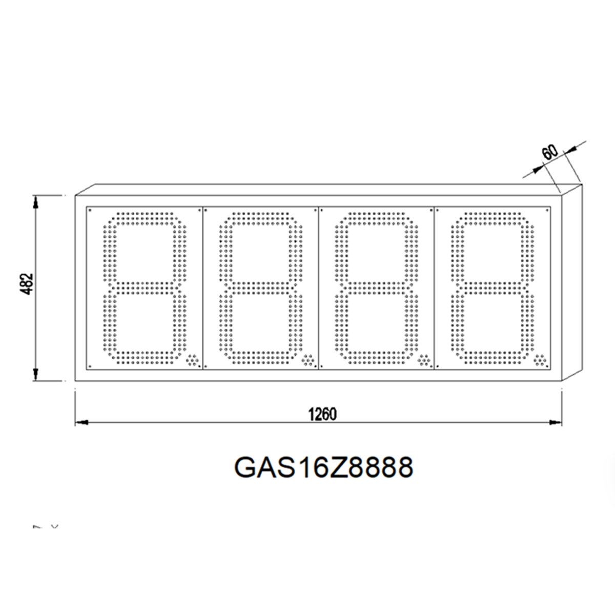 led gas display size