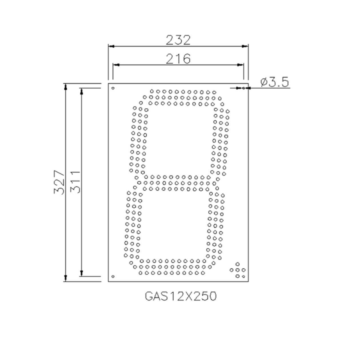 led price digits size