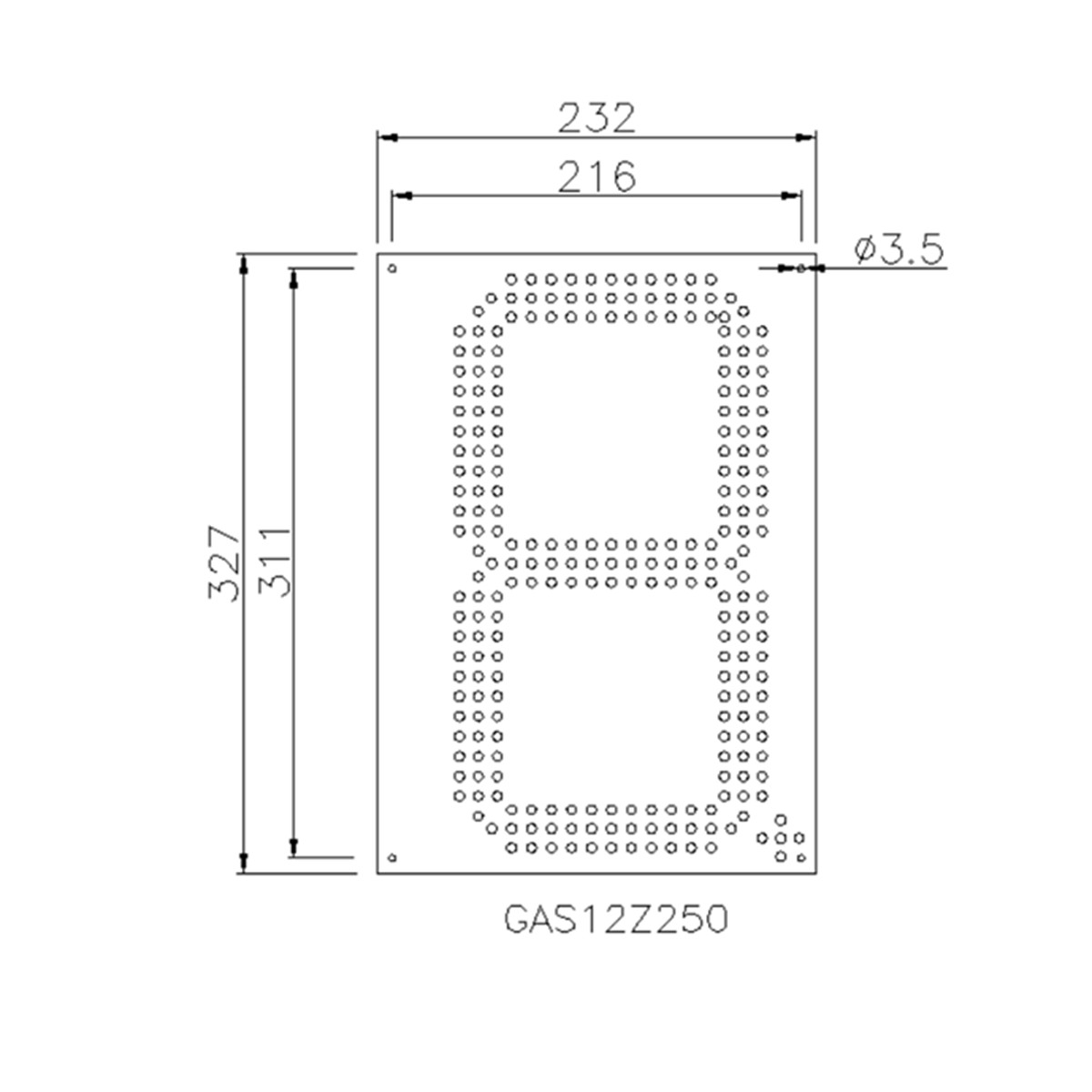 price led digits size