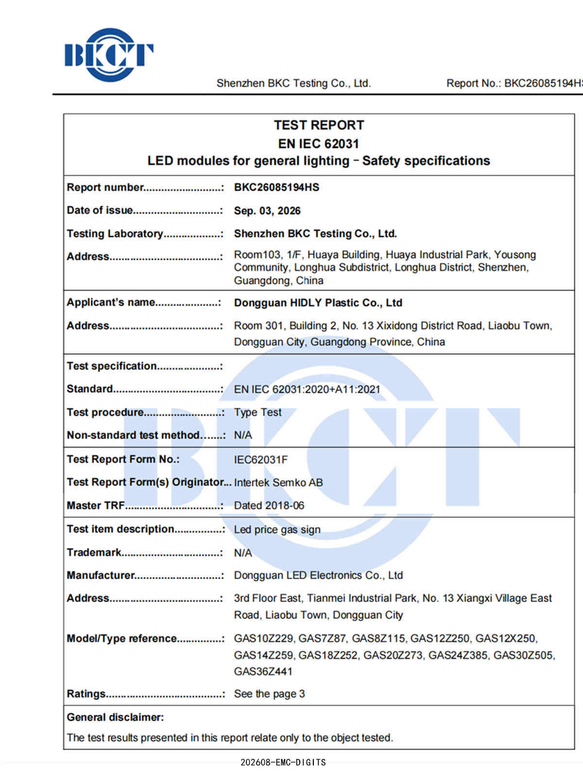 led gas sign certificate