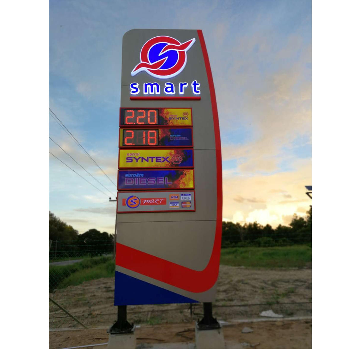 led gas price sign case